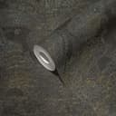 Non-woven tapet vintage barock svart, gul - non-woven tapet barock tapet med ornament