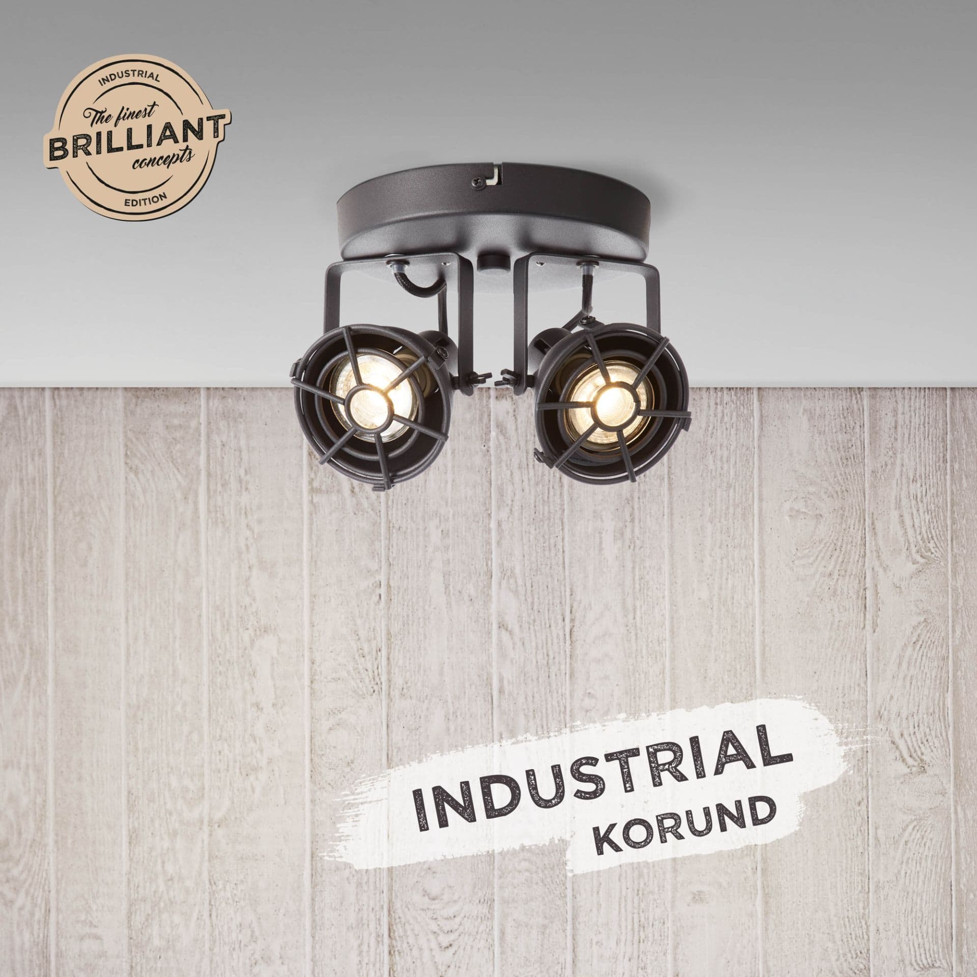 Spotrondell Josefine 1 Gold, 54W, 15 x 20 cm, Metall Deckenspots