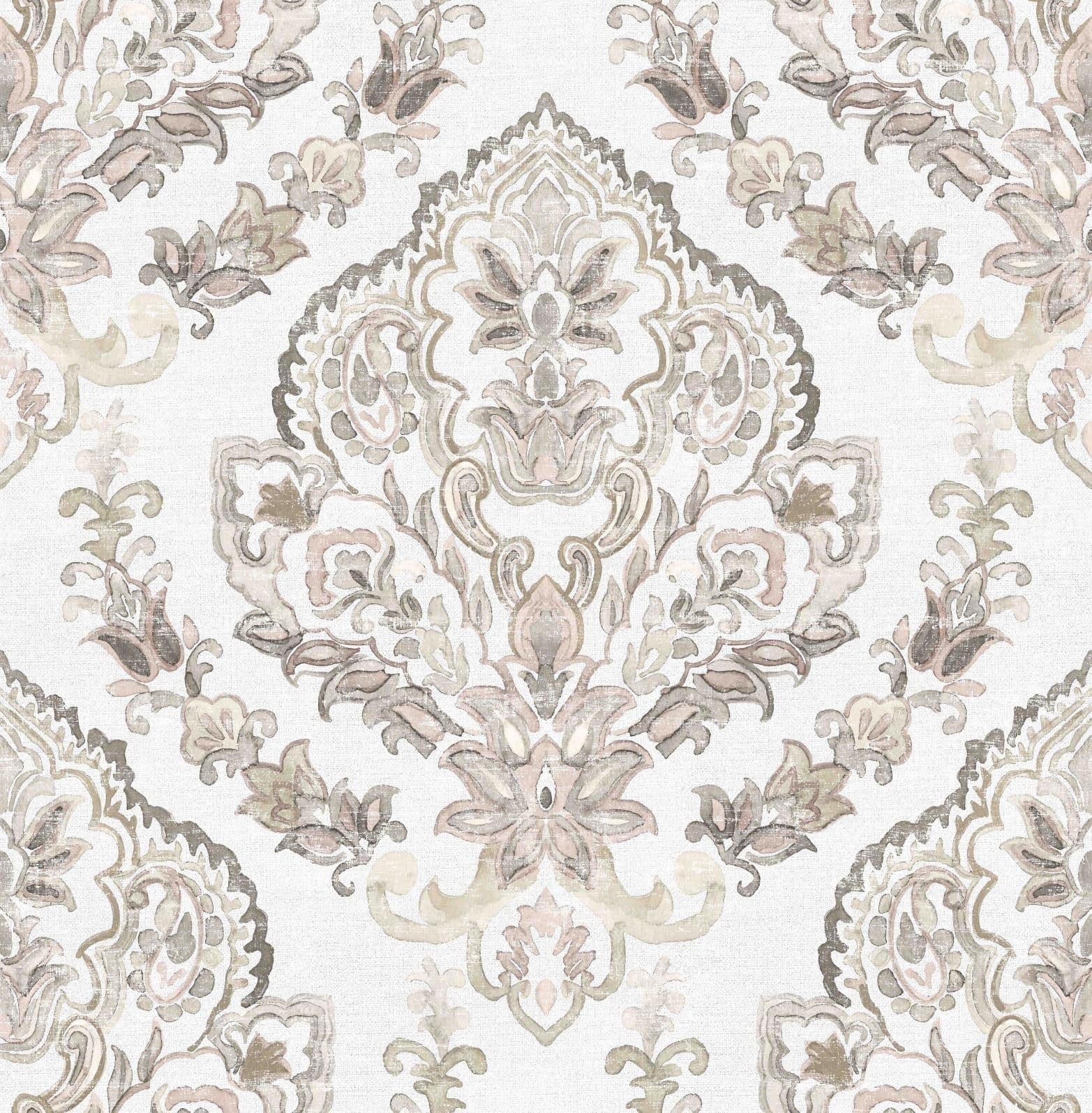 Fototapet ornament medaljongmönster i beige grå i elegant stil 2,7 x 2,65 m
