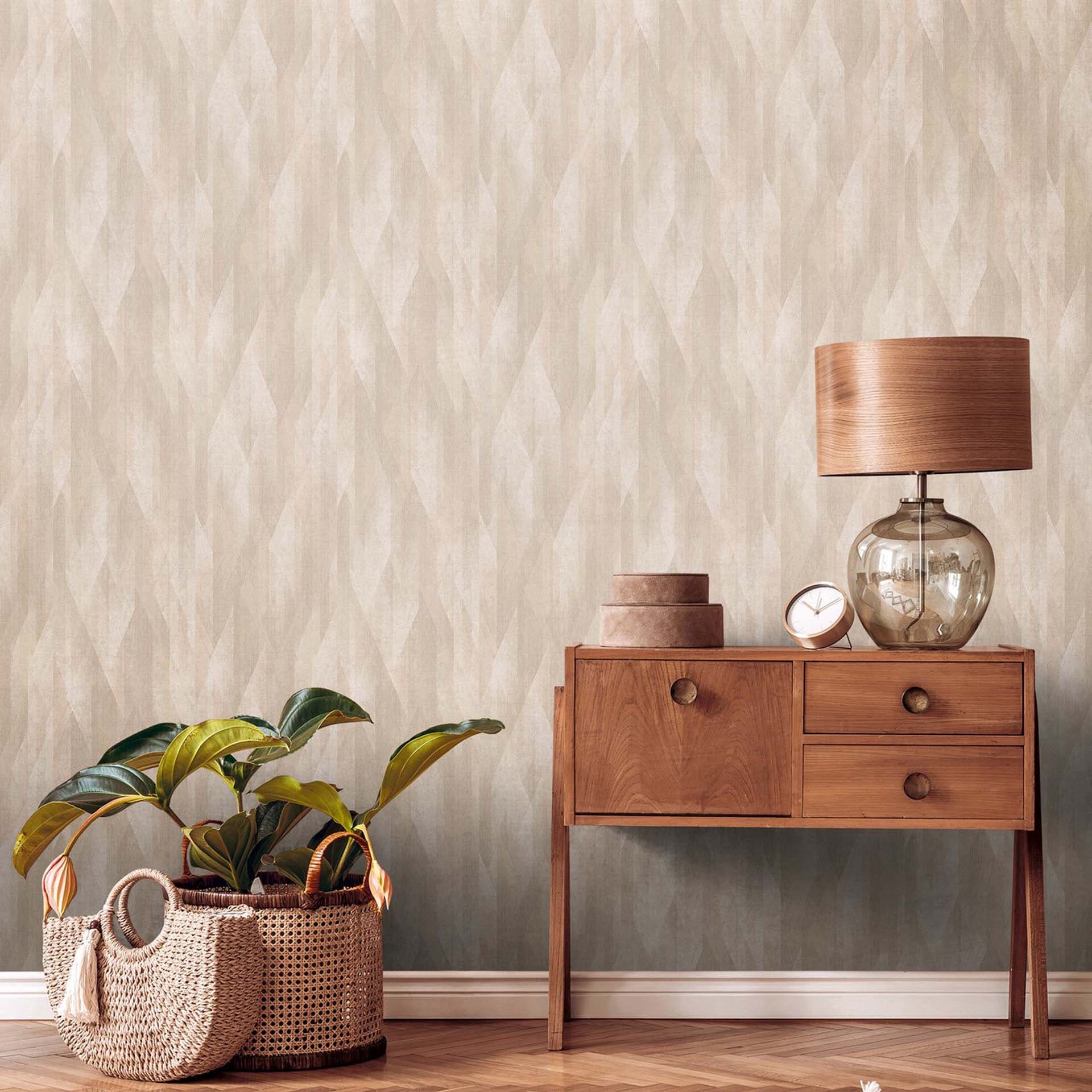 Non-woven tapet svensk stil beige - grafisk skandinavisk tapet för vardagsrum, sovrum