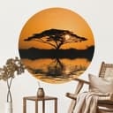Wallsticker Afrika | Landskap vid solnedgång - Rund