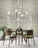Fototapet Grafiskt randmönster i beige och salviagrönt Modern 2,7 x 1,59 m