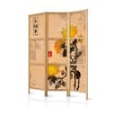 Japanischer Paravent Raumteiler - Japanischer Stil: Weisheitsblumen, 3-teilig