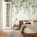 Blommig tapet blommor, blad blommig Icke-vävd tapet natur matt i beige 2,70 x 1,59 m