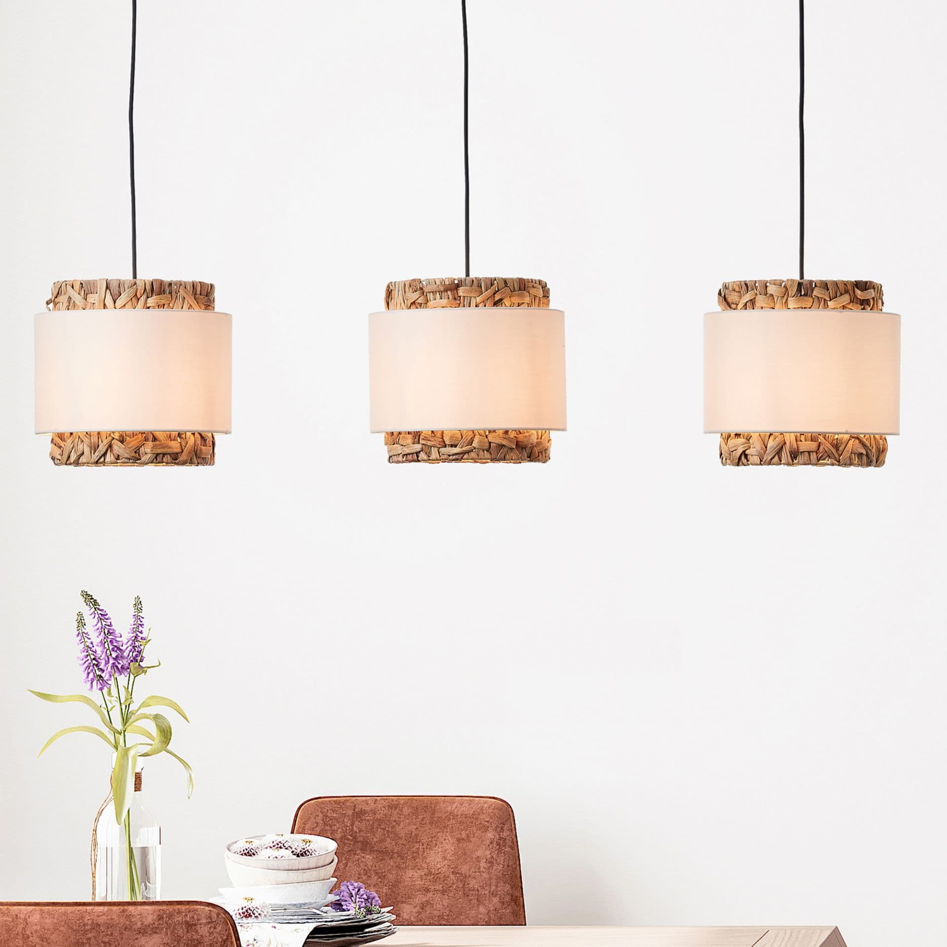Pendelleuchte Till 9 Braun, 60W, 120 x 110 cm, Textil Lampe
