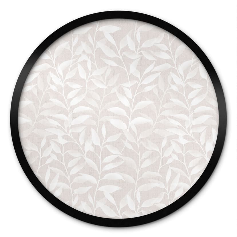 Poster Delicate Watercolour Leaves - Soft Beige - Blomstersmycke - Rund