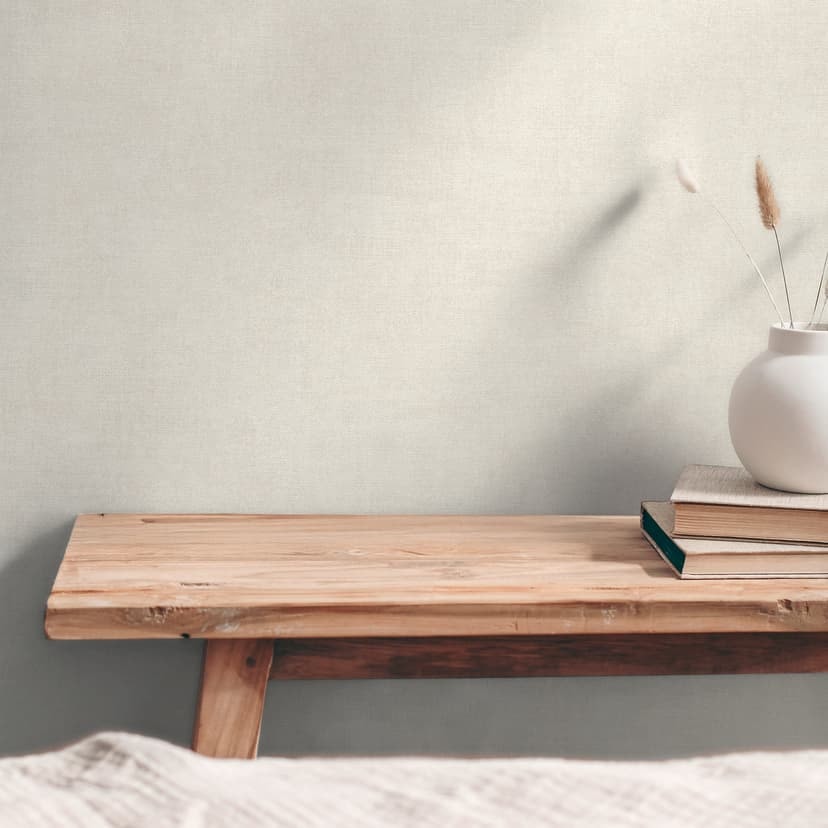 Enkel tapet med struktur kräm beige - Icke-vävd tapet ljus monokrom modern