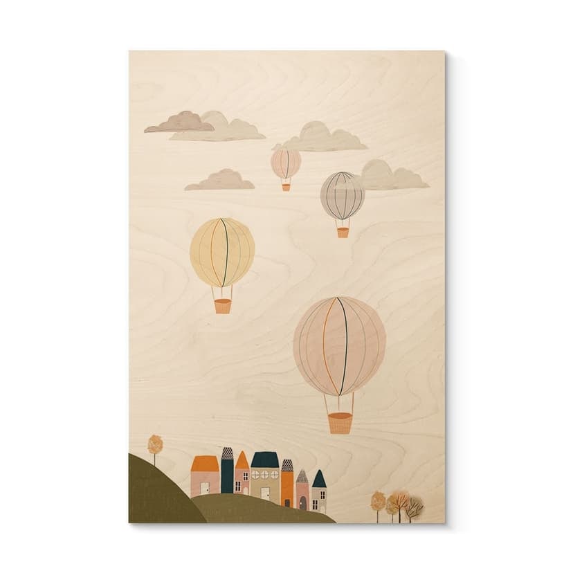 Träposter Färgglada varmluftsballonger på himlen - Lisboa