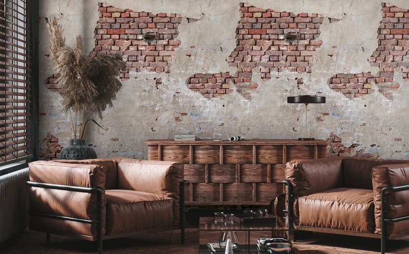 Fototapet i sten beige röd - non-woven tapet Industrial Livingwalls - matt och slät