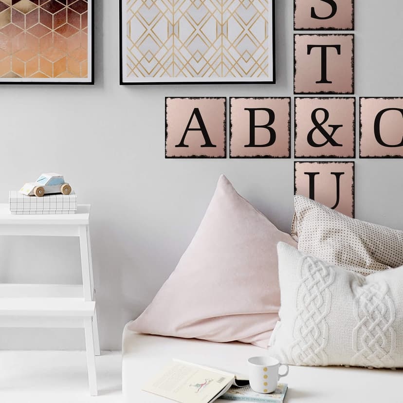 Aluminium Dibond koppar effekt - Letter stenar - Shabby