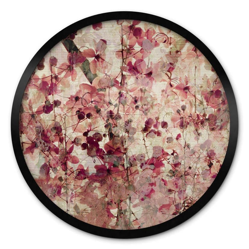 Poster med blommönster i vintageformat - rund