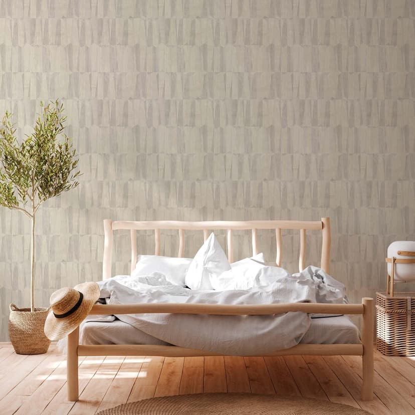 Trä look beige tapet - modernt trä non-woven tapet vardagsrum