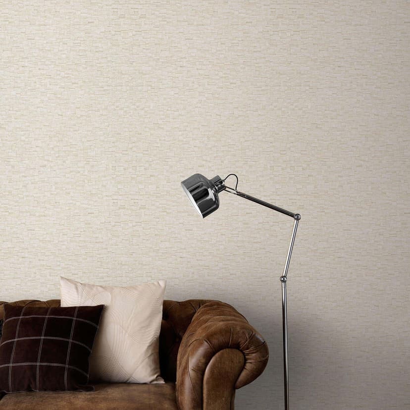 Non-woven tapet i beige med en fin vävd struktur, subtilt modern och tidlös