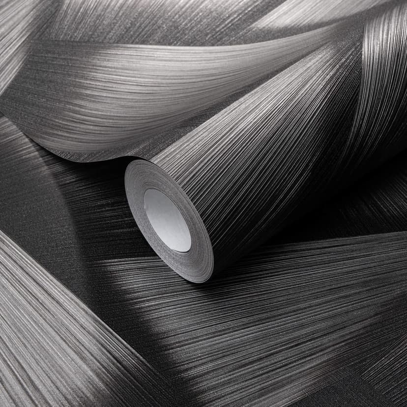 Non-woven tapet med geometriska former och metallic-effekt i svart