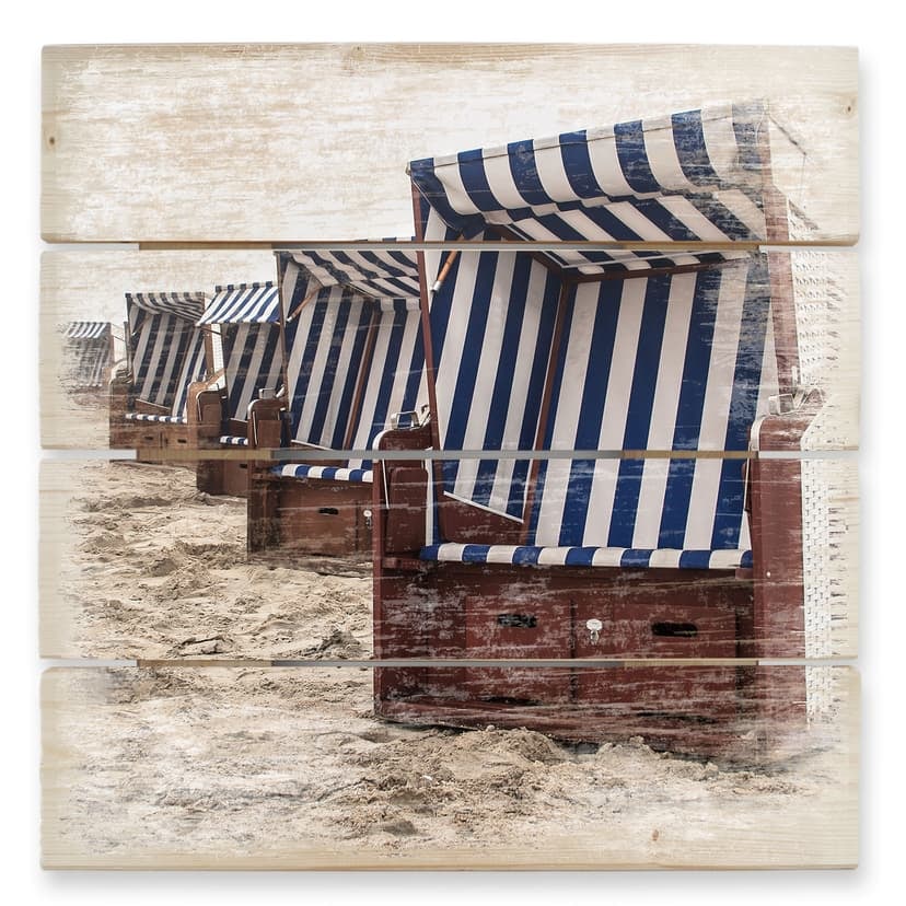 Trätavla strandstol i trä på Norderney - 40x41,5 cm
