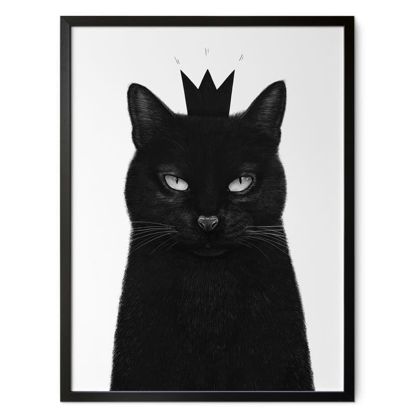 Poster Svart katt med krona - Korenkova