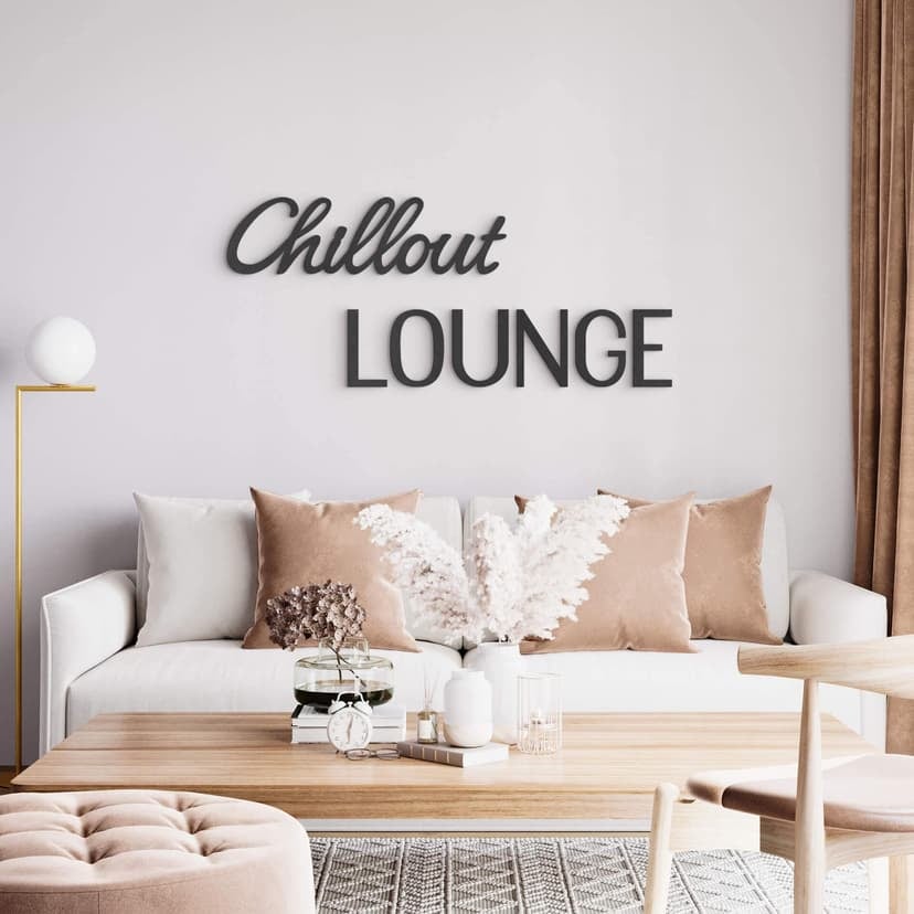 Väggdekorationer i trä "Chillout Lounge" - Moderna MDF-bokstäver för eleganta rum