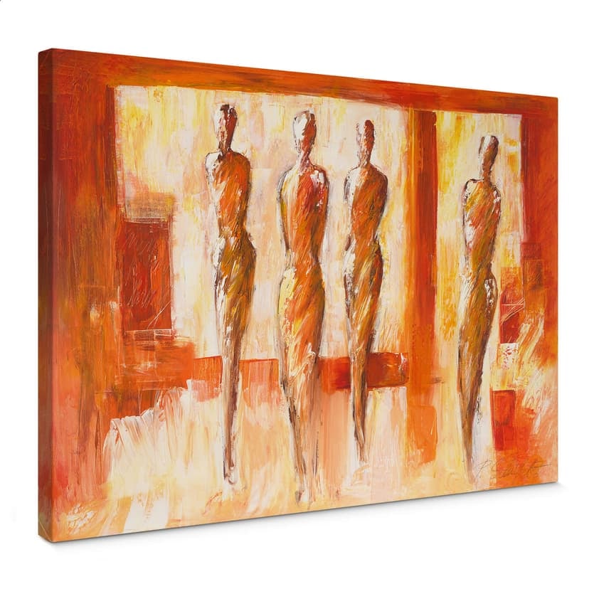 Canvastavla Schüßler - Fyra figurer i orange