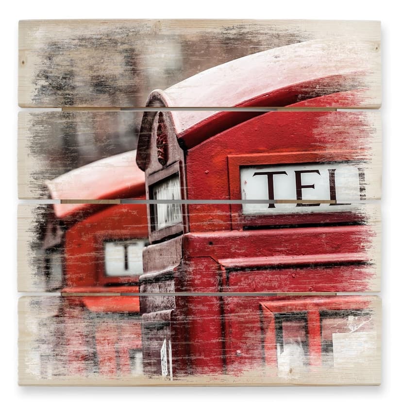 Trätavla brittisk telefonkiosk - 40x41,5 cm