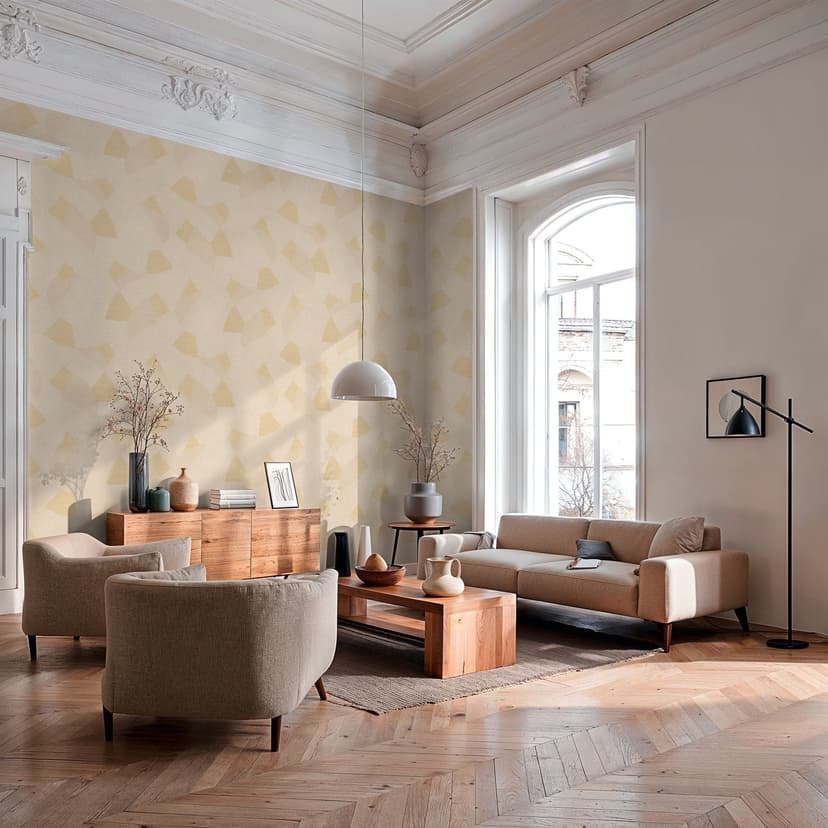 Icke-vävd tapet geometriska former beige guld tapet tapet geometrisk
