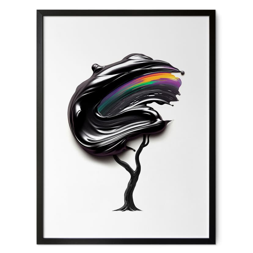 Poster träd med svart 3D-krona - Mielu
