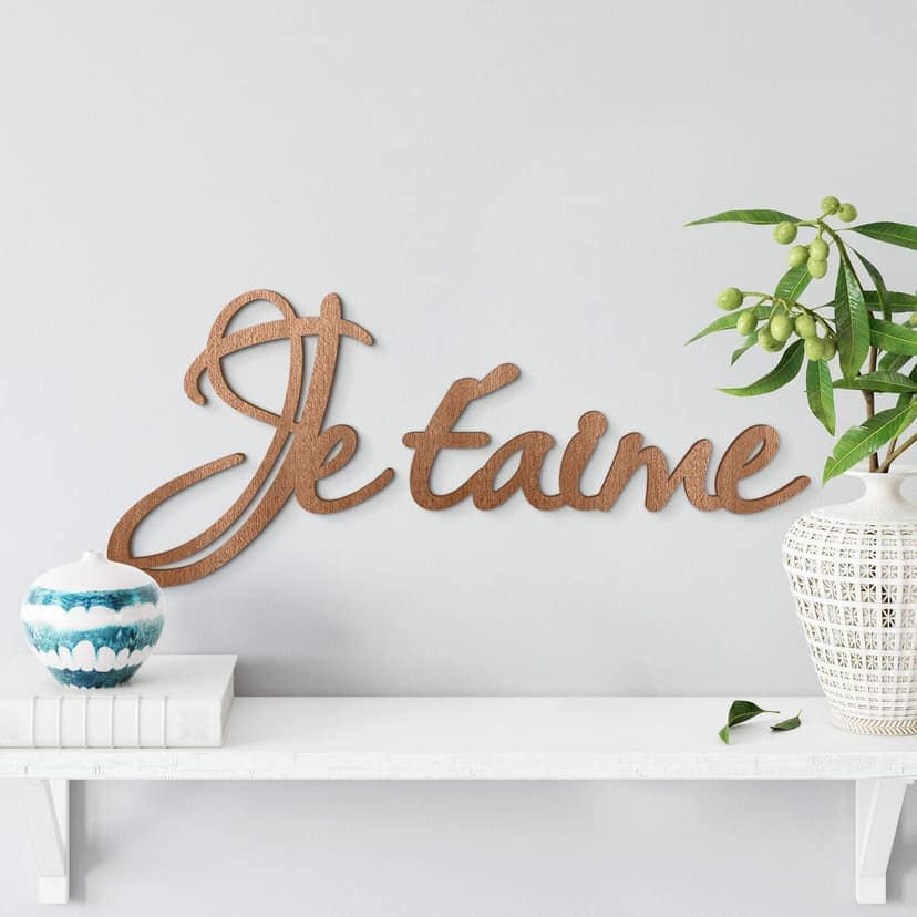 Bokstäver av trä mahogny - Je t' aime