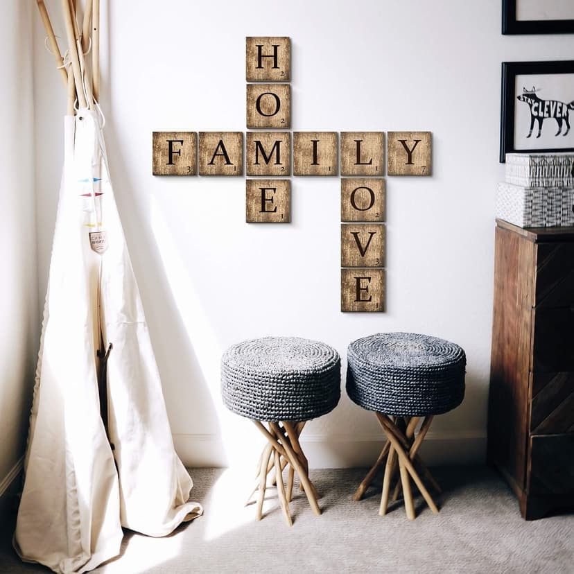 Bokstavsstenar - Vintage Set - Familj, Kärlek, Hem
