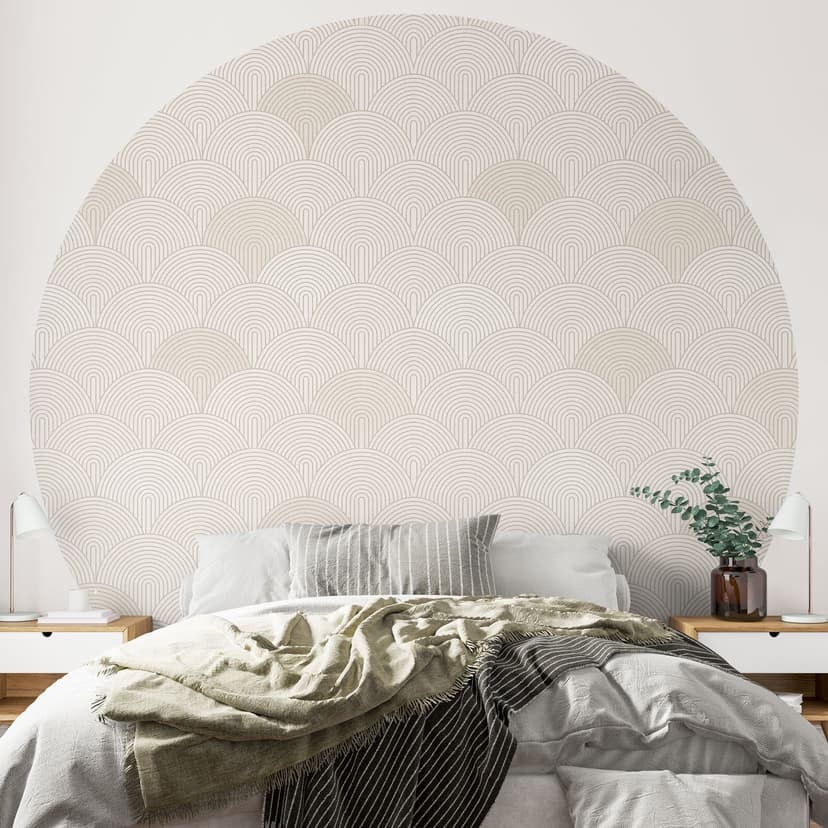 Fototapet Abstrakta halvcirklar i mjuk beige - Bloomery Decor - Rund - Självhäftande/non-woven
