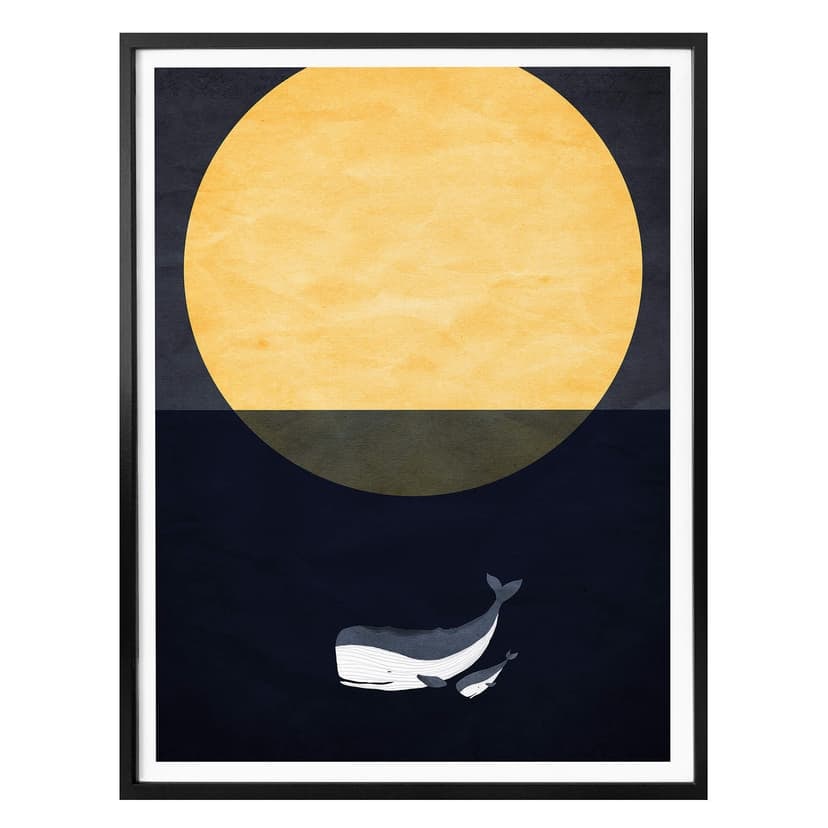 Poster Kubistika - Fullmåne över havet