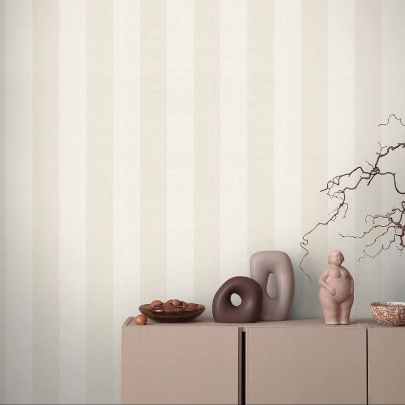 Randig tapet vit beige - non-woven tapet konst A.S. Création - matt och lätt strukturerad