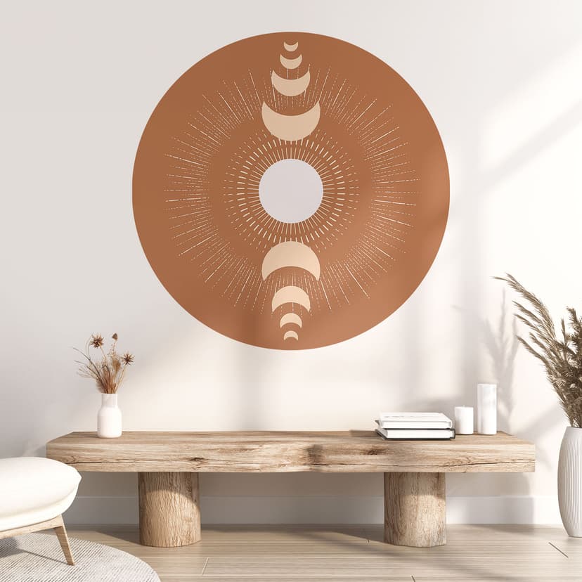 Wallsticker måncykler - sol och måne i harmoni - KsanaKalpa - Rund