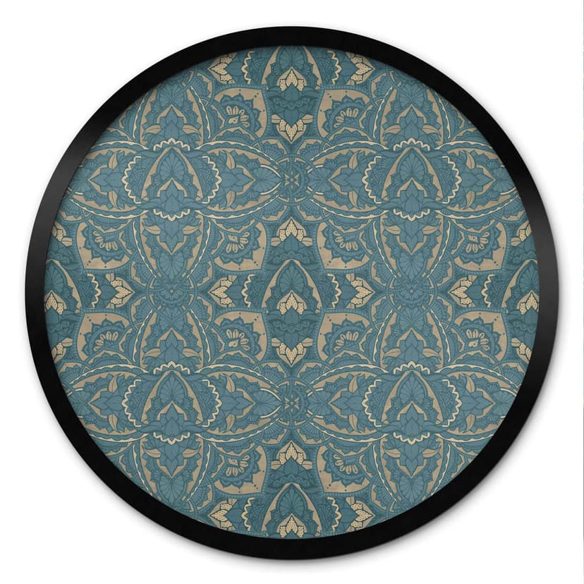 Vintage mandala poster i turkosguld - Bloomery Decor - Rund