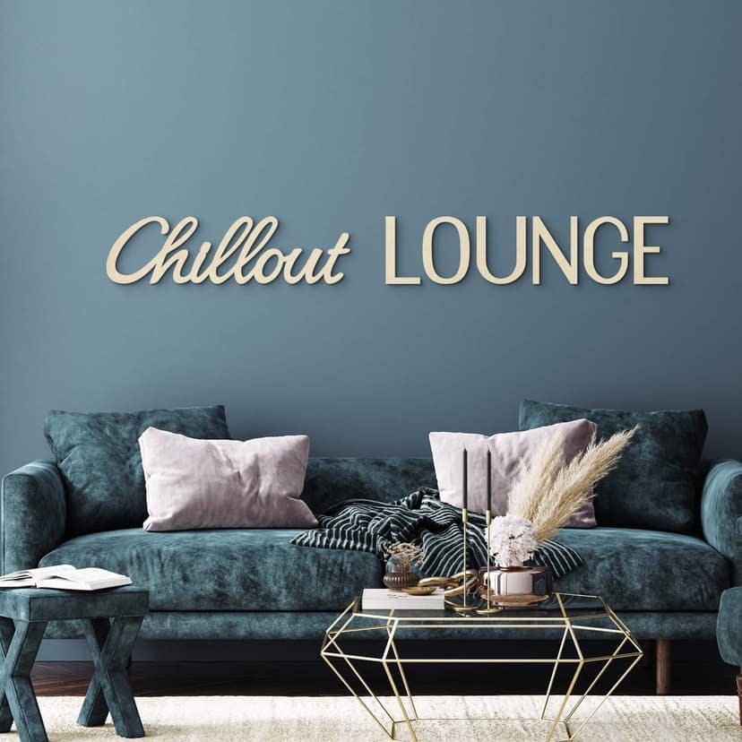 Träbokstäver modern chillout lounge gjord av poppelträ