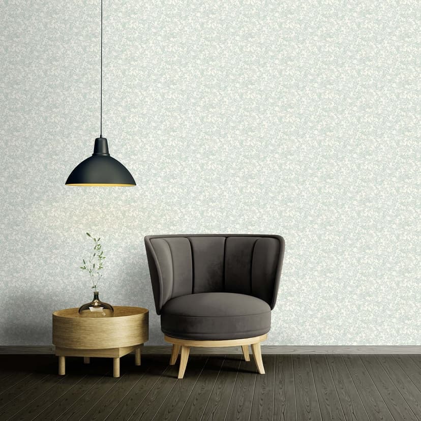Blommig tapet grön vit - non-woven tapet A.S. Création