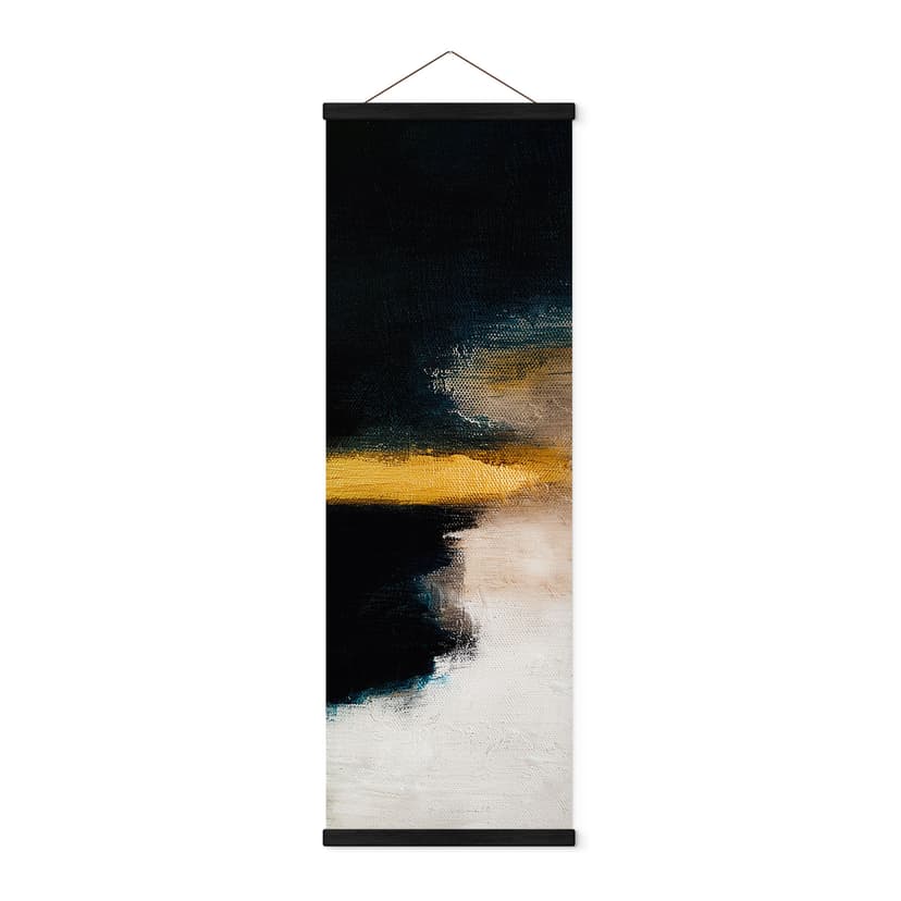 Textil poster Brushstrokes guld och svart - Haniff - Panorama