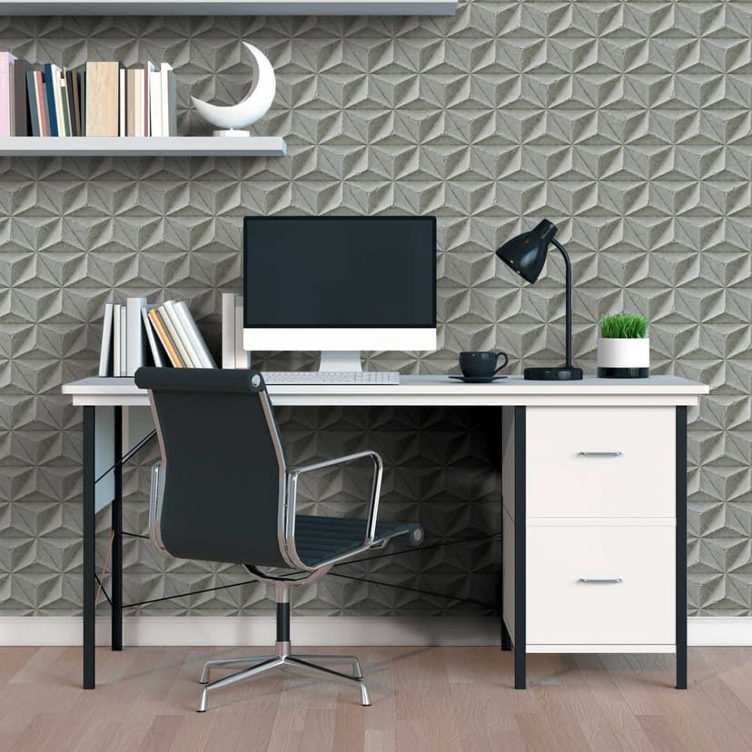 3D tapet betong look grå - Icke-vävd tapet med geometriskt prov - industriell look