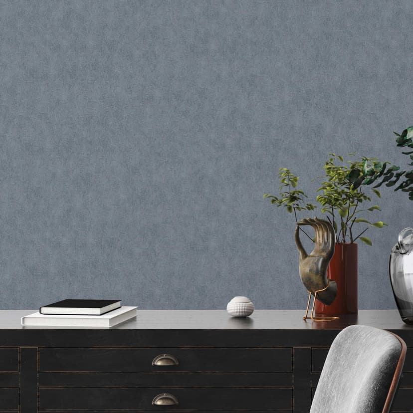 Unitapete mit Glanz Blau - Vliestapete mit Textil-Look