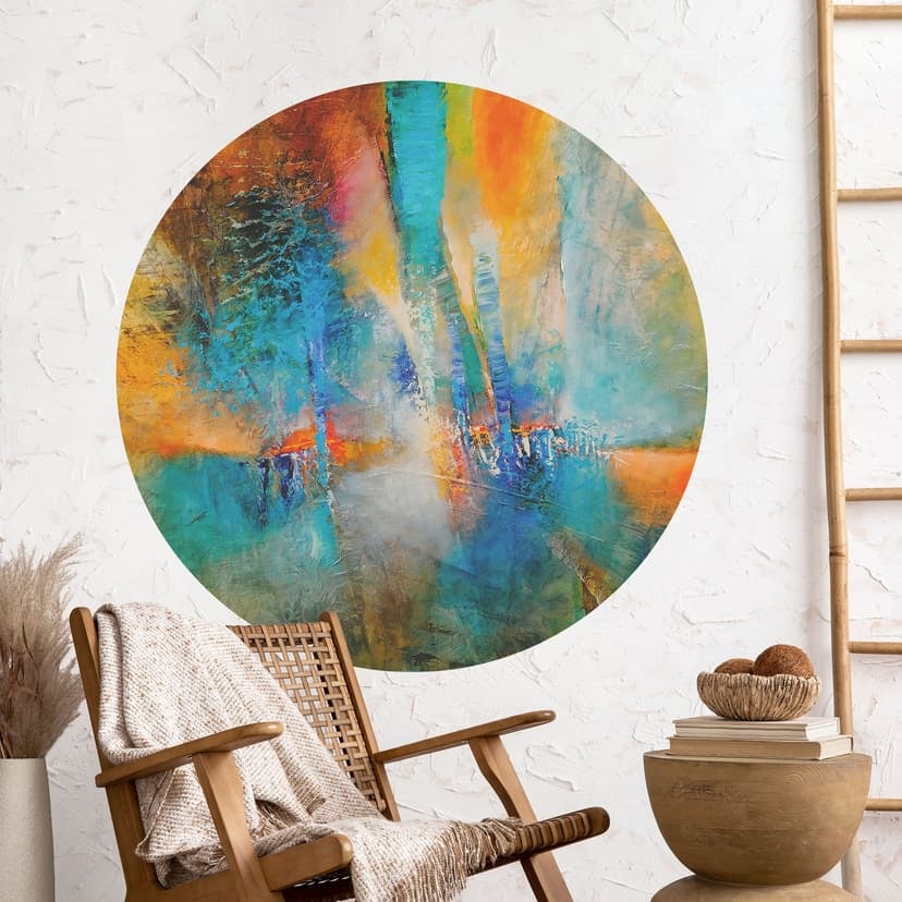 Wallsticker Urban light i blått och orange - Schmucker - Rund
