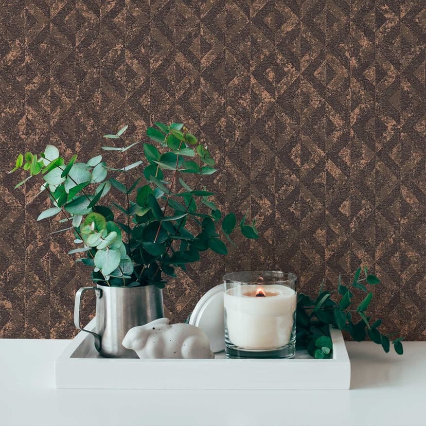 Non-woven tapet med romber guld svart - grafisk tapet ljus glans - mönstrad tapet