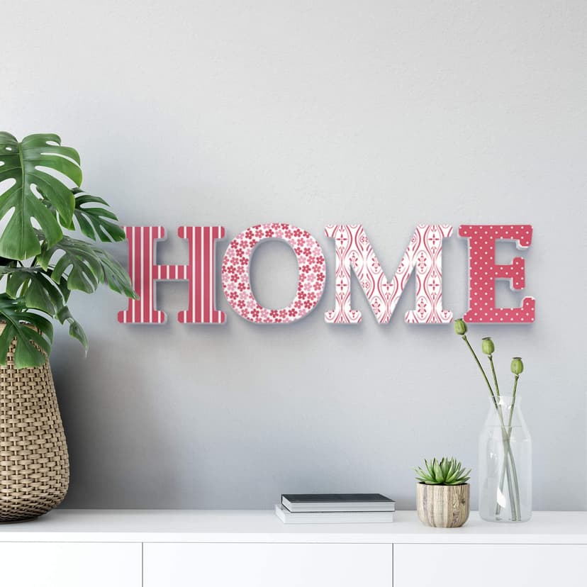 Dekorativa bokstäver 3D HOME röd