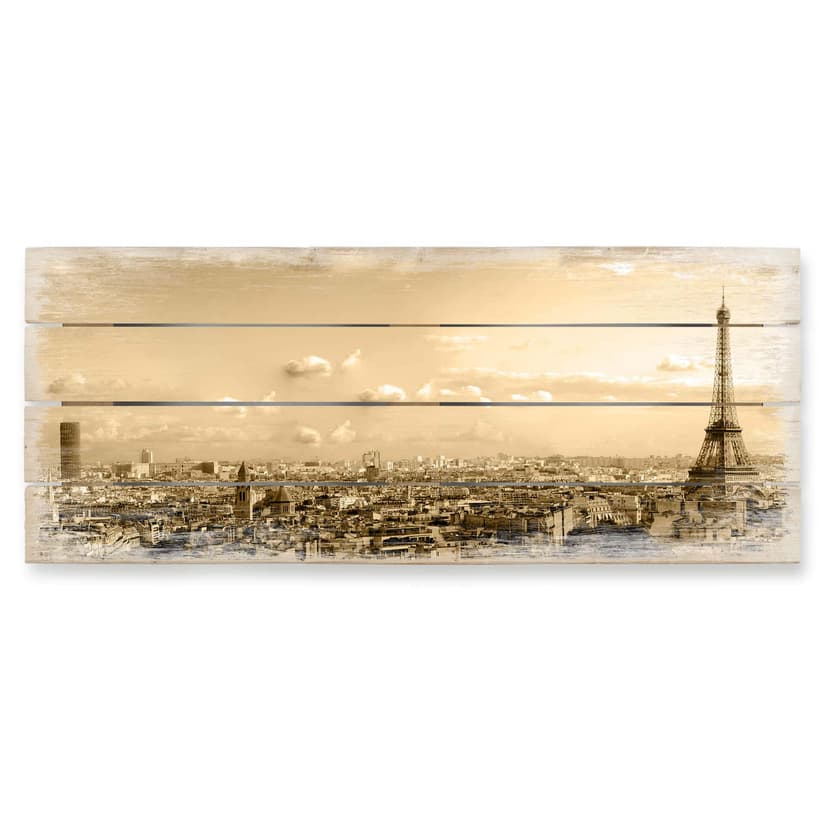 Trätavla Paris skyline - Panorama