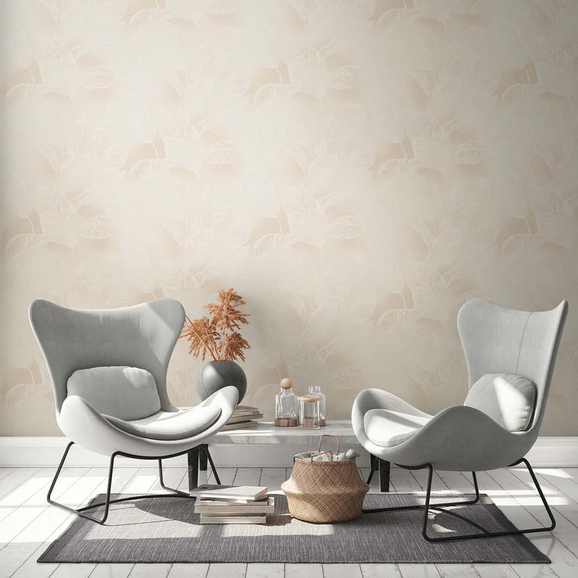 Blommig tapet - non-woven tapetblad PVC-fria av A.S. Création Beige White Nature 386633
