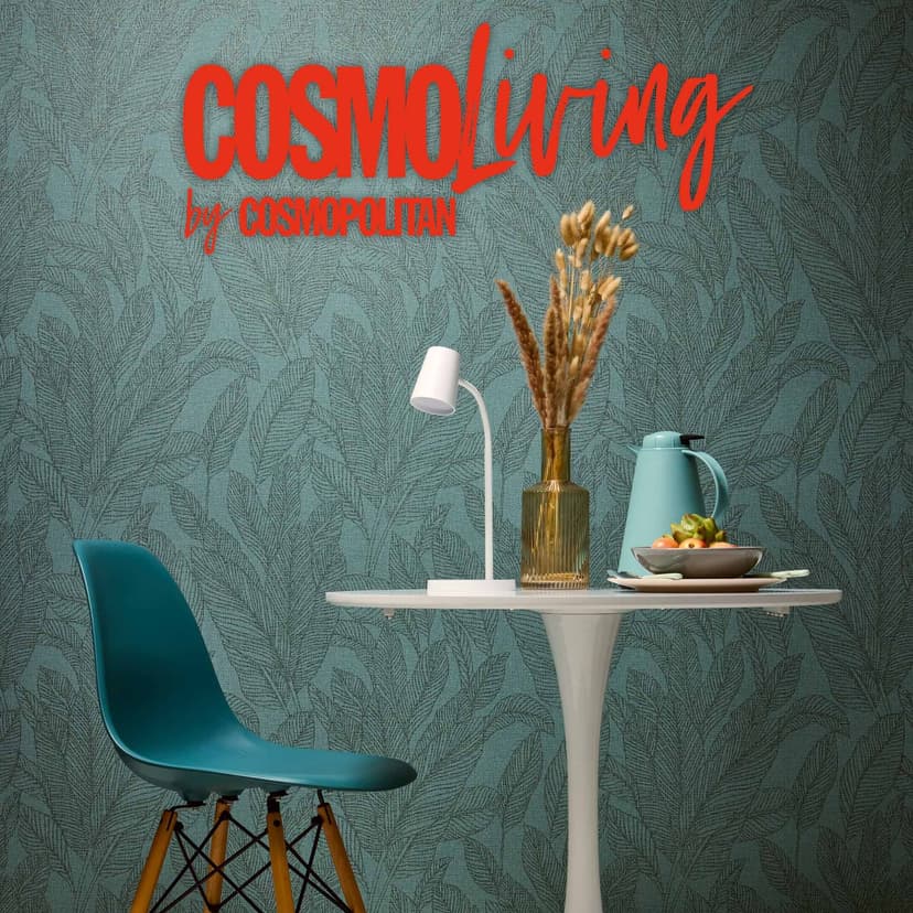 COSMOPOLITAN Icke-vävd tapet med blad petrolblågrön - tapet med naturligt mönster