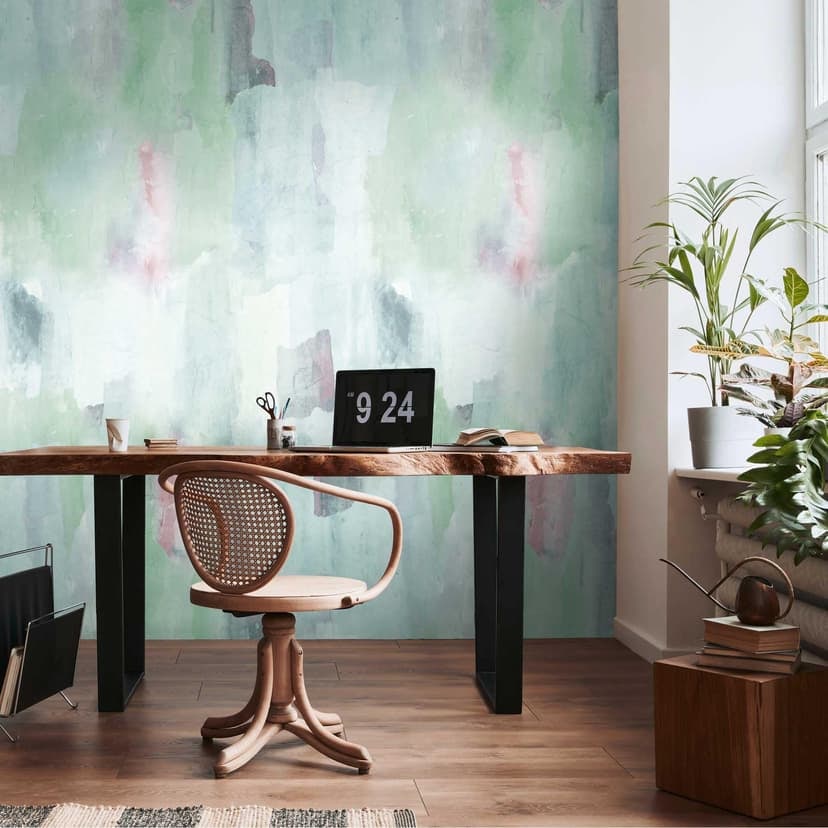 Fototapet i grönrosa - konstnärlig design tapet - Icke-vävd tapet modern