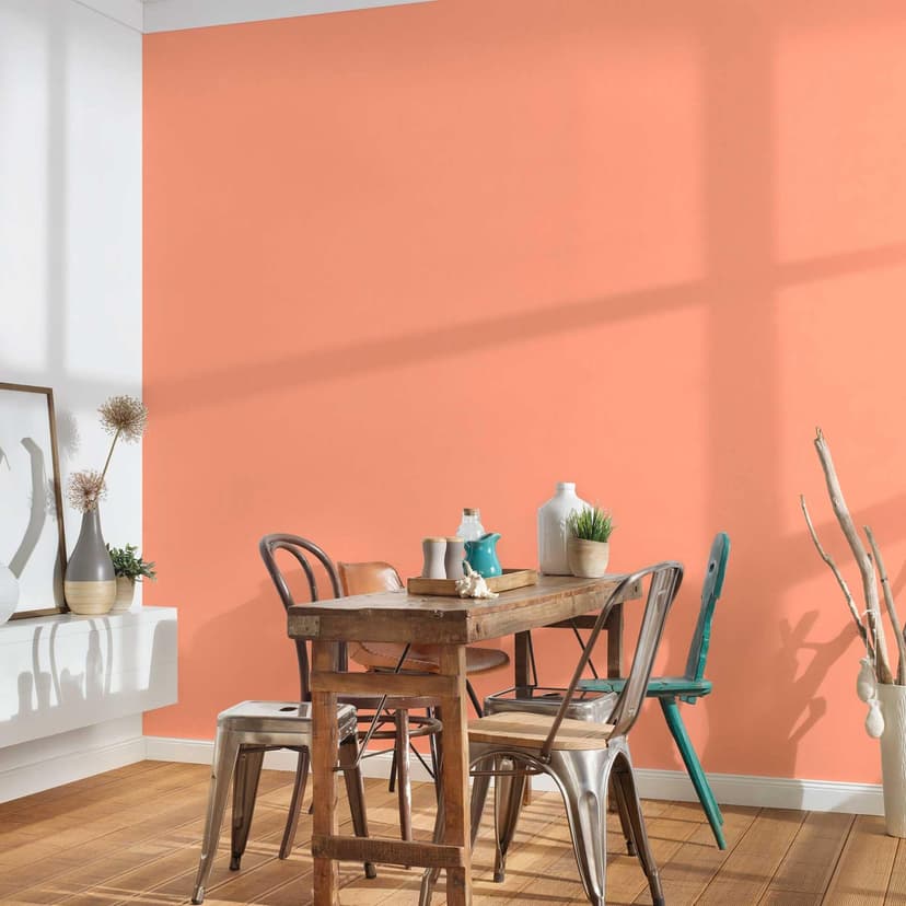 Non-woven tapet monokrom orange - tapet med slät yta - modern slät tapet matt