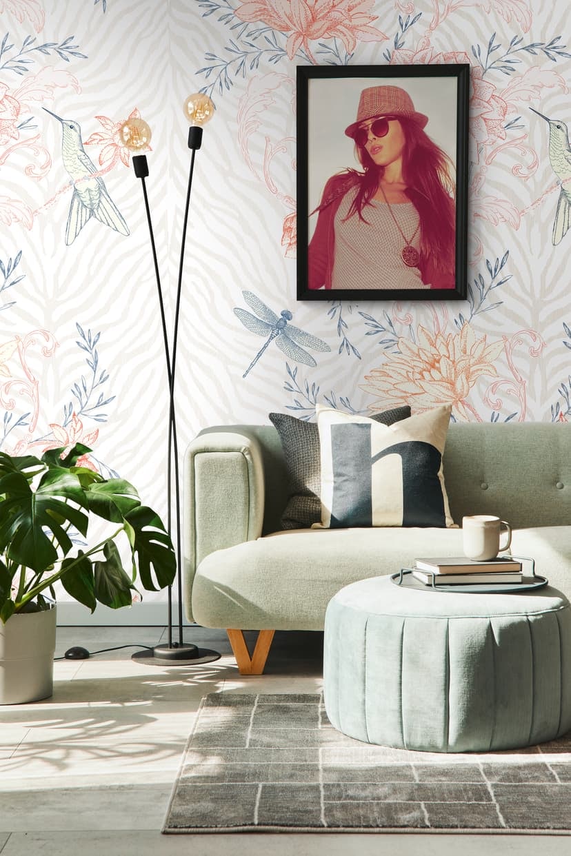 Fototapet blommor färgglada orange - non-woven tapet blommor växter Livingwalls - matt och slät