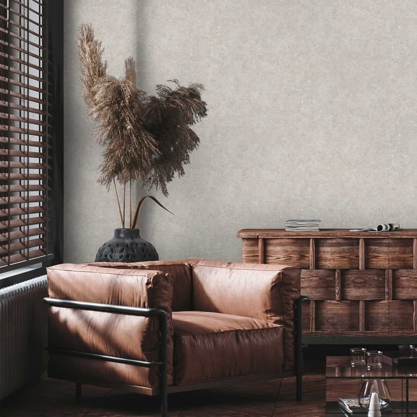 Kräm tapet med geometriskt mönster - non-woven tapet med en subtil struktur - Naturlig elegans