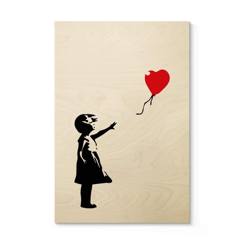 Banksy Träposter - Flickan med den röda ballongen