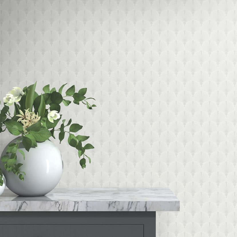 Fanfoldtapet, non-woven tapet Erismann Versailles vit, silver
