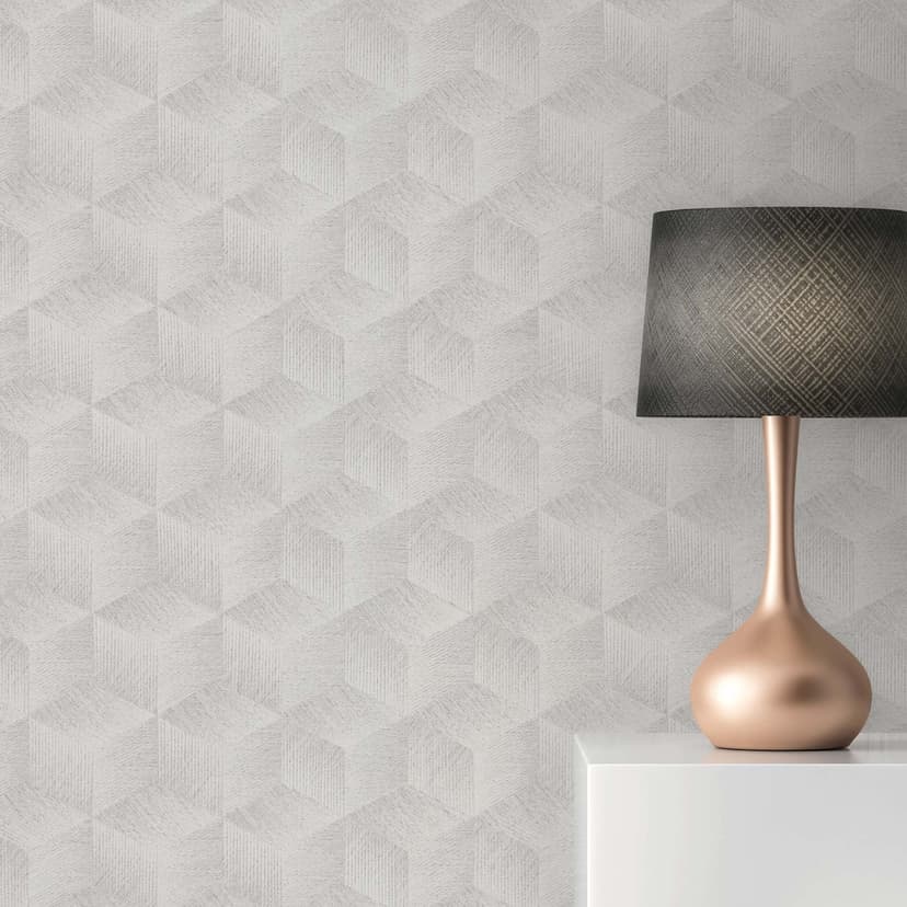 Hållbar 3D tapet Illusion - retro tapet av A.S. Création Grå Vit 385062